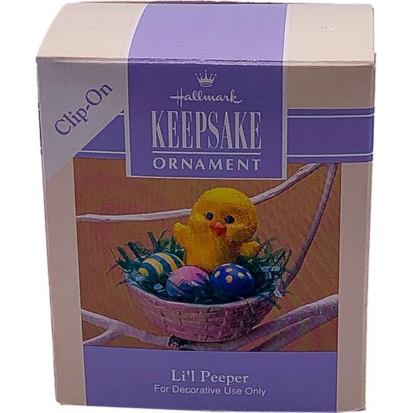 1993 Hallmark Keepsake Easter Collection Li'l Peeper Clip-on Ornament in Box - Picture 2 of 6